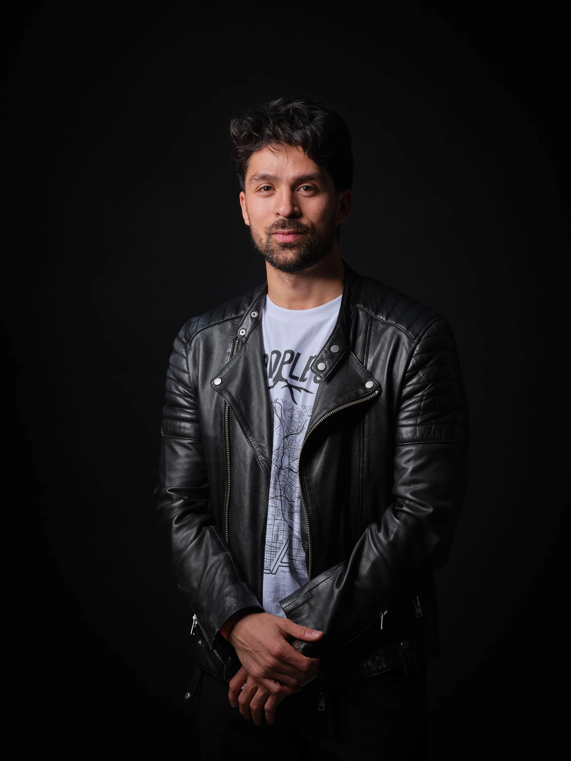 Professional studio portrait by San Francisco photographer; captured on GFX medium format with Broncolor Para 133 lighting for a moody, high-end aesthetic.